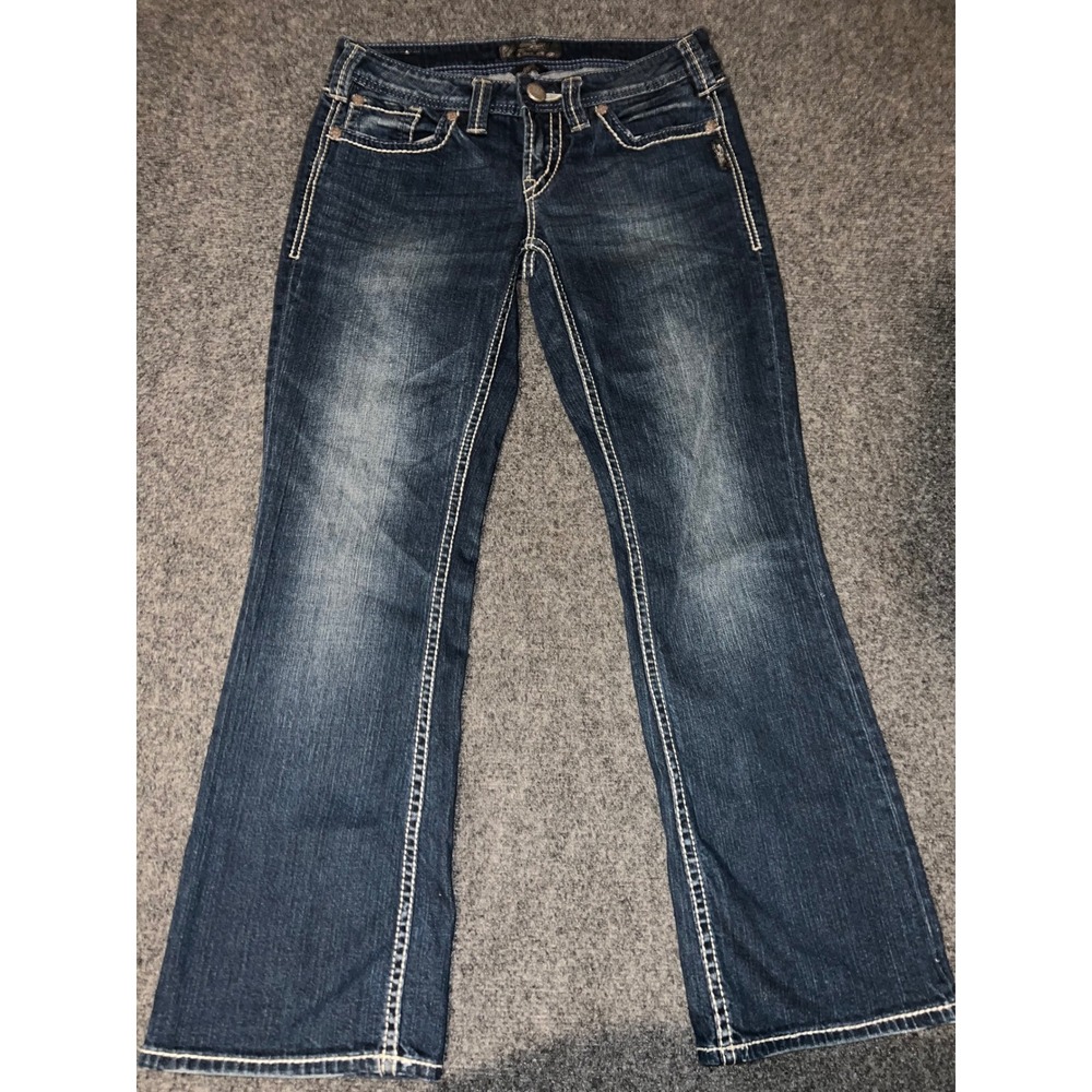 Silver Jeans Co Aiko Bootcut Dark Wash Denim Contrast Stitch Jeans Size 29